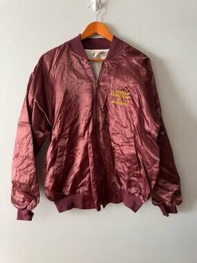 Vintage Hartwell J Chisholm Boots Satin Racing Jacket USA Bomber XL Burgundy